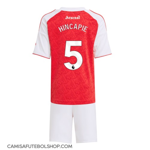 Camisa de time de futebol Arsenal Piero Hincapie #5 Replicas 1º Equipamento Infantil 2025-26 Manga Curta (+ Calças curtas)